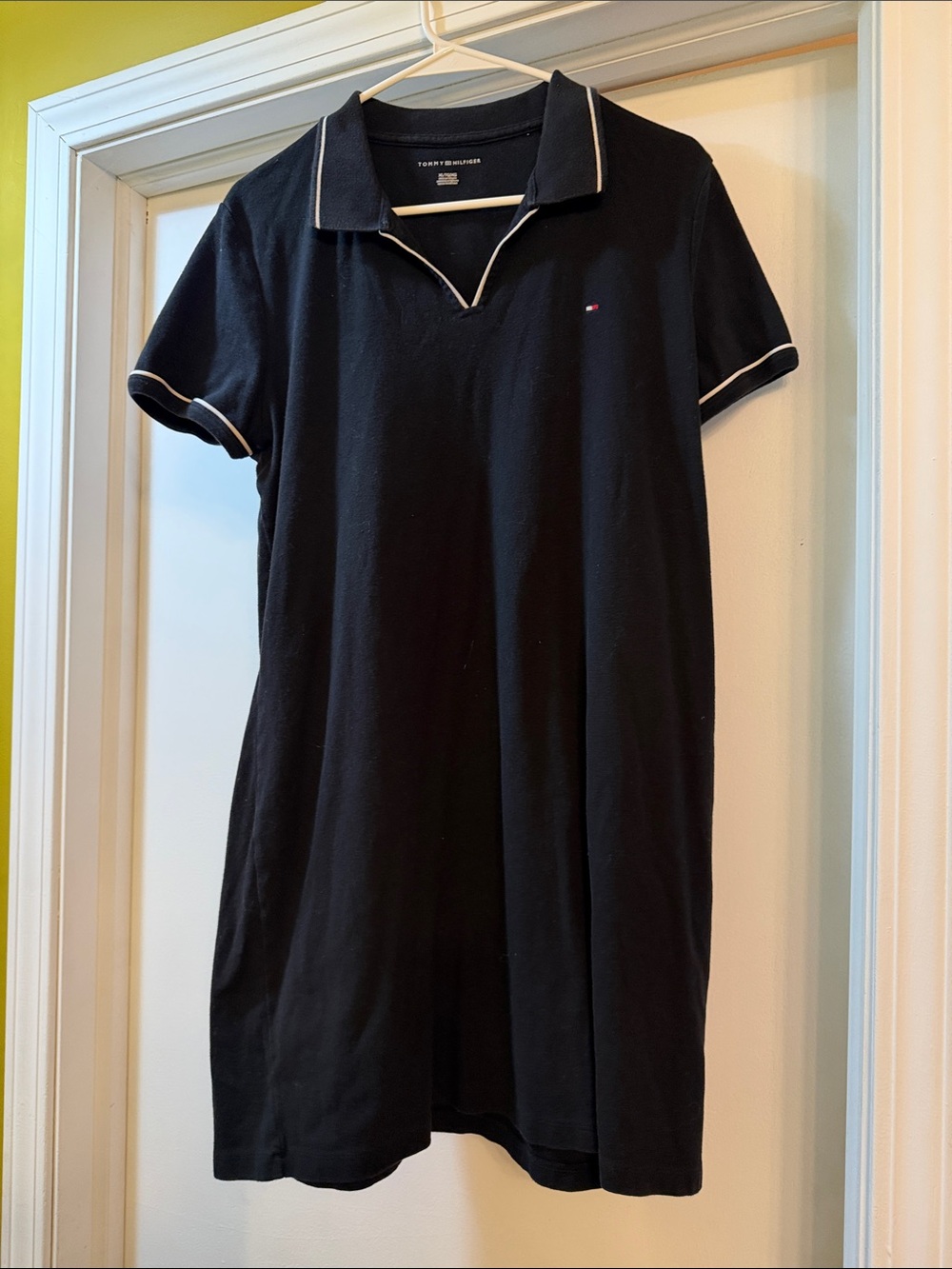 Tommy Hilfiger Black Polo Midi Dress with White Piping